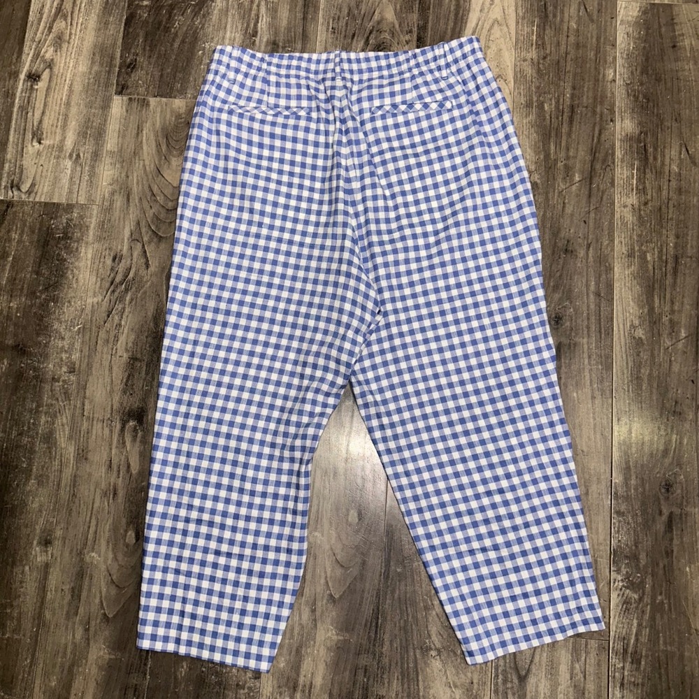 NWOT J Jill Blue White Gingham Linen Stretch Petite XL Pants Checkered Trousers - Picture 11 of 11